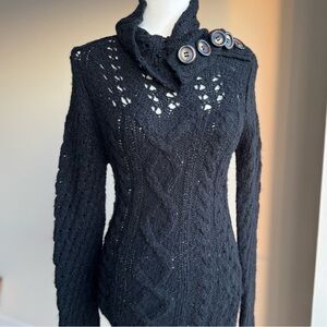 Free People Button Collar Knit Sweater Dress Gray size Small